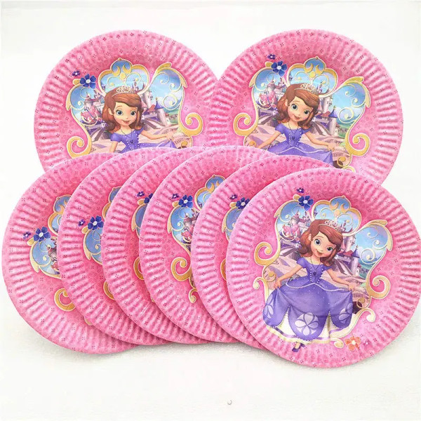 Color: Blue - Disney Sofia the First Party Supplies Decorations Kids Birthday Disposable Tableware  F640-10000007328964678