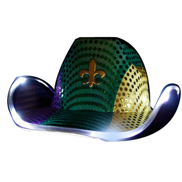 Light Up Flashing Fleur De Lis Cowboy Hat A706-LEDFCHRHS-1