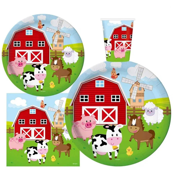 Color: Deep Sapphire - Farm House Fun Barnyard Animals Party Supplies Paper Plates Napkins CUps Far F640-12000039500346210