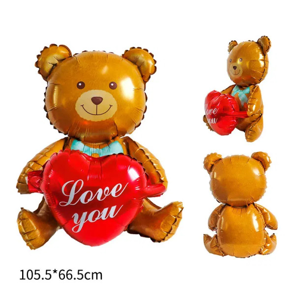 Color: Laser, Ballon Size: 10inch - Unique Standing Teddy Bear Balloon & Love Heart Foil Balloon fo F640-12000043595301368