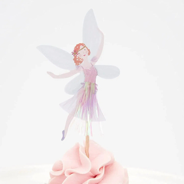 Color: Light Grey - 12/24pcs Fairy Cake Topper Girl Birthday Party Cupcake Topper Fairy Theme Party F640-12000044656188338
