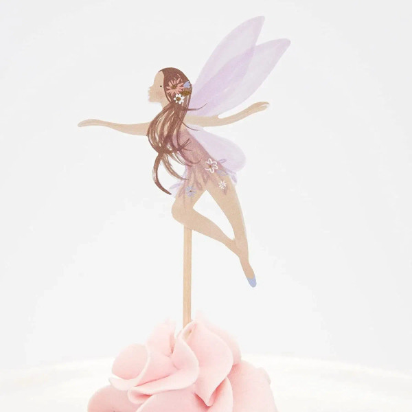 Color: Light Grey - 12/24pcs Fairy Cake Topper Girl Birthday Party Cupcake Topper Fairy Theme Party F640-12000044656188338