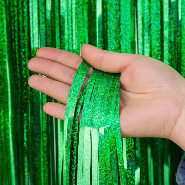 Color: Olive - 2 Meters Party Backdrop Curtains Glitter Gold Tinsel Fringe Foil Curtain Birthday We F640-12000037013706288