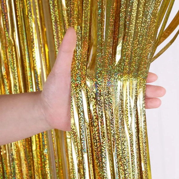 Color: Olive - 2 Meters Party Backdrop Curtains Glitter Gold Tinsel Fringe Foil Curtain Birthday We F640-12000037013706288