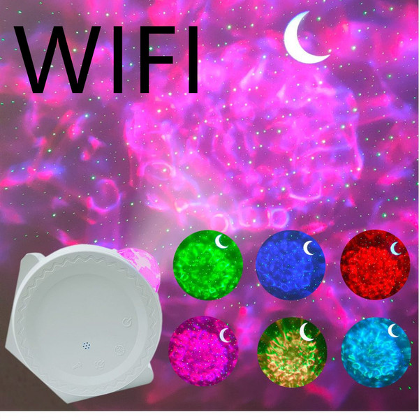 Color: White WIFI, Model: USB - LED Starry Sky Projector Light Moon Star Cloud Bluetooth Nig Q119-CJJJJRHD01128-White WIFI-USB