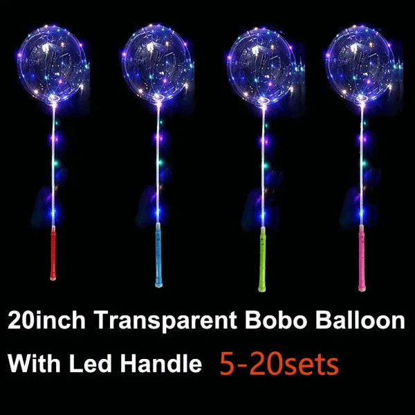 Color: Laser, Ballon Size: 7inch, Shape: O - 5-20 Sets LED Light Up BoBo Balloons Colorful 20 Inche F640-12000042230933964