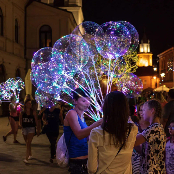 Color: Laser, Ballon Size: 7inch, Shape: O - 5-20 Sets LED Light Up BoBo Balloons Colorful 20 Inche F640-12000042230933964