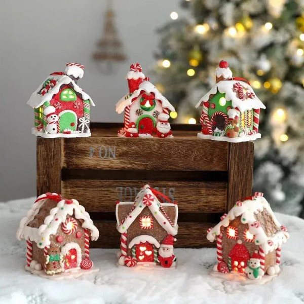 Color: Fluorescence Yellow - Christmas Gingerbread Small House Pendant Creative Xmas Tree Decoranti F640-12000035826164782