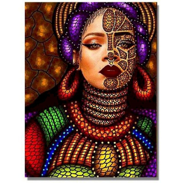 Color: 2style, Size: 40x50cm - African Woman Portrait Digital Painting DIY Q119-CJZS114492213MN