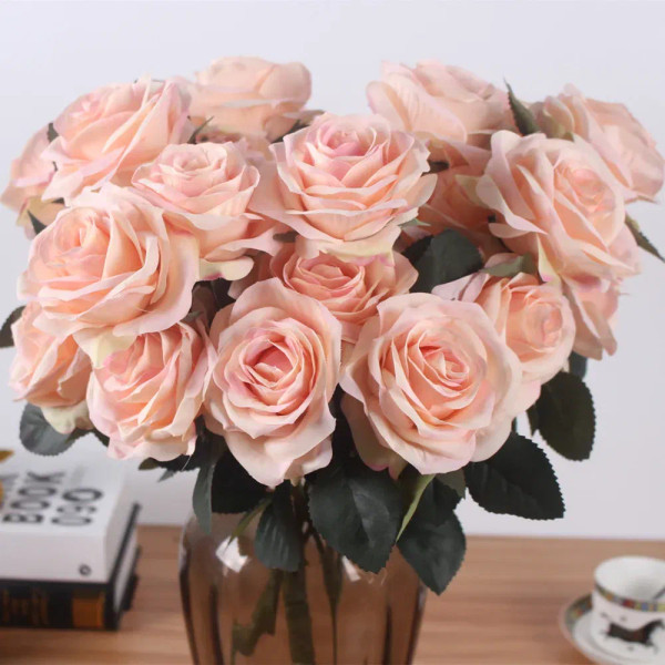 Color: Blue - Artificial silk 1 Bunch French Rose Floral Bouquet Fake Flower Arrange Table Daisy We F640-65817277654