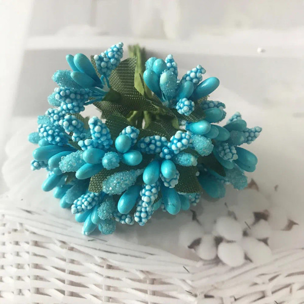 Color: Silver - 12PCS/lot Artificial Flower Small Berries Stamen Wire Stem/marriage Leaves DIY Wrea F640-12000026197270843