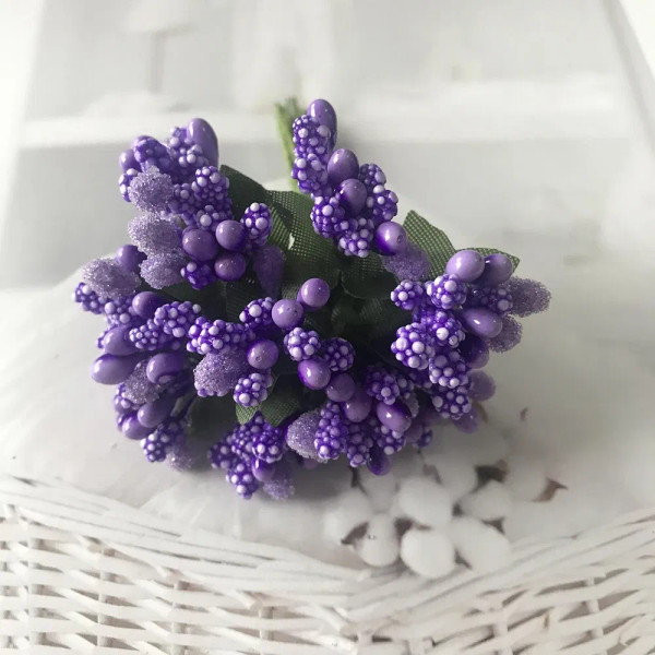 Color: Silver - 12PCS/lot Artificial Flower Small Berries Stamen Wire Stem/marriage Leaves DIY Wrea F640-12000026197270843