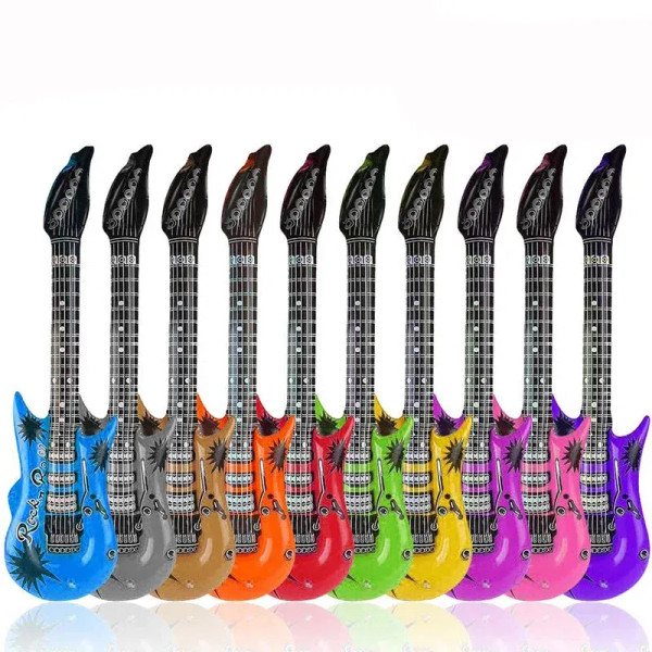 Color: Olive - 1pc Guitar Balloon 36inch Inflat Guitar Music Rock Party Decoration 80s 90s Disco Pa F640-12000039296183465