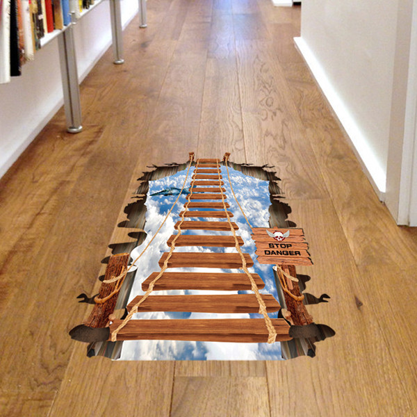 format: Sky blue 60x90cm - New 3D wall sticker creative universe planet suspension bridge Q119-CJJJJRHD00122-Sky blue 60x90cm