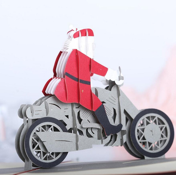 Christmas 3D Motorcycle Santa Claus Pop Up Greeting Card Christmas Gifts Party Greeting Card C122-1210861