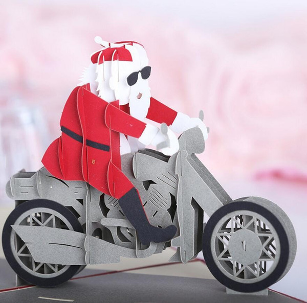 Christmas 3D Motorcycle Santa Claus Pop Up Greeting Card Christmas Gifts Party Greeting Card C122-1210861