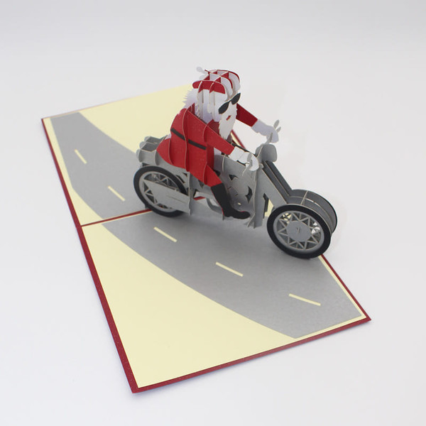 Christmas 3D Motorcycle Santa Claus Pop Up Greeting Card Christmas Gifts Party Greeting Card C122-1210861