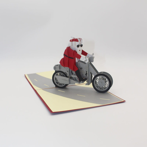 Christmas 3D Motorcycle Santa Claus Pop Up Greeting Card Christmas Gifts Party Greeting Card C122-1210861