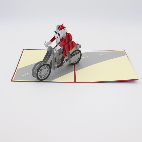 Christmas 3D Motorcycle Santa Claus Pop Up Greeting Card Christmas Gifts Party Greeting Card C122-1210861