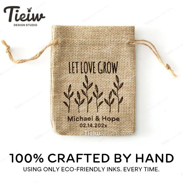 Color: light yellow, Gift Box Size: 13x8x15cm - 25PCS-Personalized Burlap Wedding Favor Bags with L F640-12000043802235672