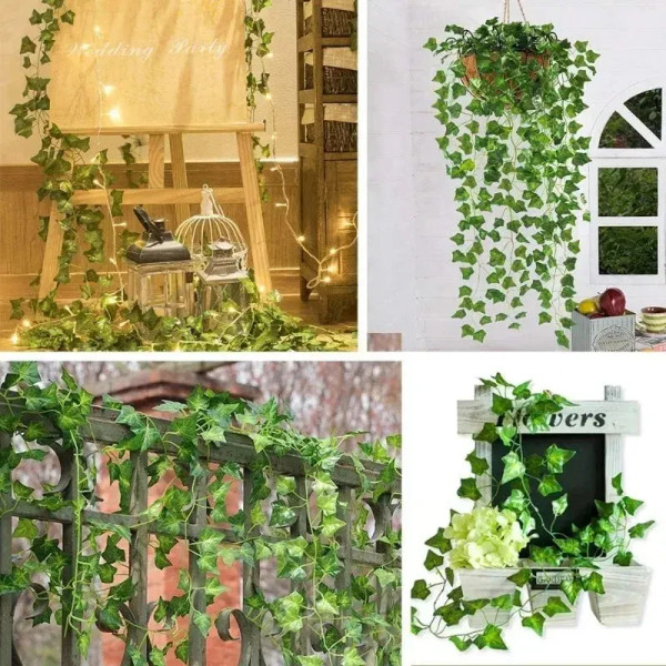 Color: Deep Sapphire, Size: S - Artificial Green Ivy Leaf Rattan Creeper Leaves Vine Hanging Garlan F640-12000039111099132