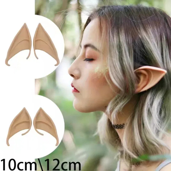Color: Chocolate - 1Pairs Cosplay Latex Fairy Angel Elf Ears Halloween Masquerade Party Costumes Ha F640-12000039077604044