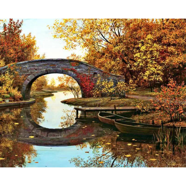 Color: E, Size: 60x75cm no fram - Gatyztoire-digital Landscape Painting, Oil Painting, Hand-painted Q119-CJZS115413115OL