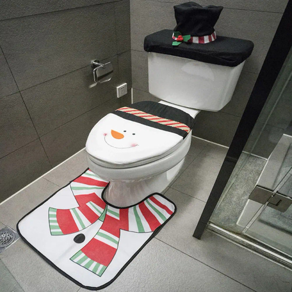 Color: Deep Sapphire - New Cute Christmas Toilet Seat Covers Creative Santa Claus Bathroom Mat Xmas F640-12000035800596953