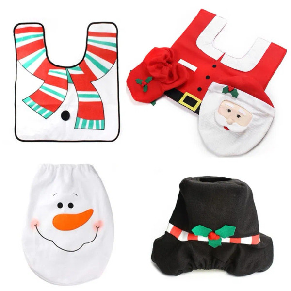 Color: Deep Sapphire - New Cute Christmas Toilet Seat Covers Creative Santa Claus Bathroom Mat Xmas F640-12000035800596953