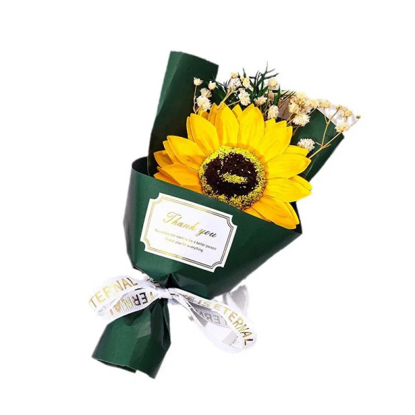 Color: Green - Flower Bouquet Rose Sunflower Simulation Flower Creative Artificial Soap Flower Part F640-12000039005920090