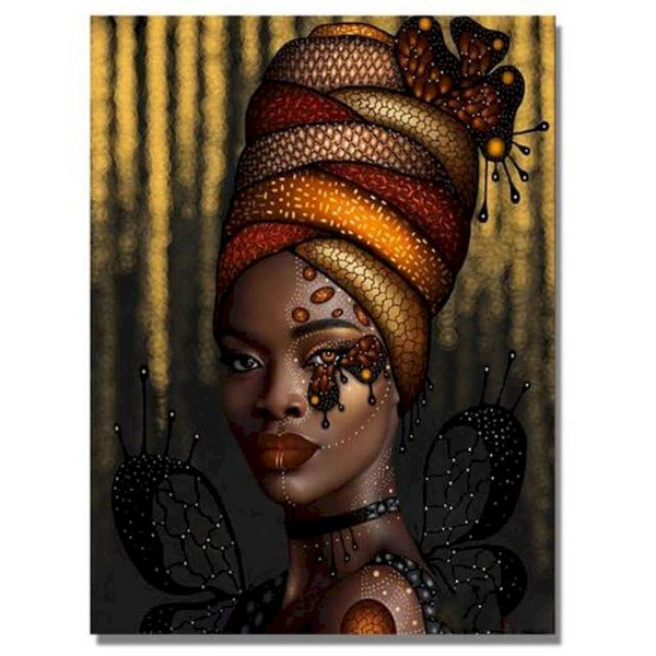 Color: 1style, Size: 40x50cm - African Woman Portrait Digital Painting DIY Q119-CJZS114492210JQ