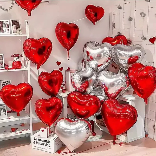 Color: Deep Sapphire, Ballon Size: 18inch, Shape: S - 60-5PCS Red Heart Foil Balloons Inflatable He F640-12000041019213543