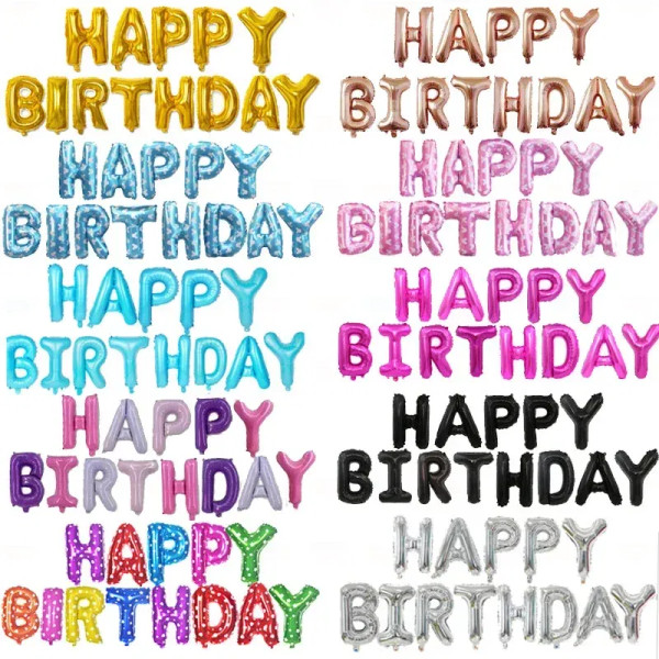 Color: ROSE RED, Ballon Size: 10inch - 13pc Happy Birthday Balloons Party Decoration Gold Black Blu F640-12000039236874432