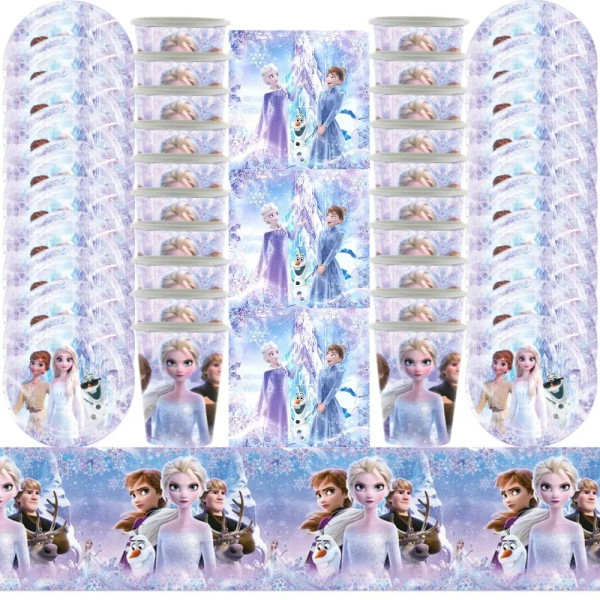 Color: GRAY, Ships From: CHINA - New Frozen Elsa Anna Party Decorations Snow Queen Theme Tableware  F640-12000036996363876