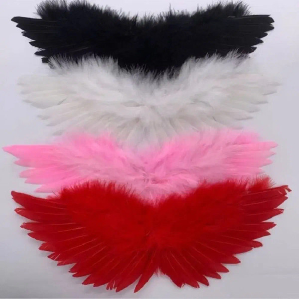 Color: Fluorescence Yellow, Size: M - Mini Angel Feather Wings White Wing Festival Dressing Up Chri F640-12000036516030394