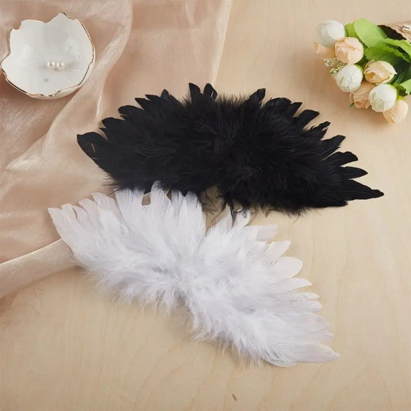 Color: Fluorescence Yellow, Size: M - Mini Angel Feather Wings White Wing Festival Dressing Up Chri F640-12000036516030394