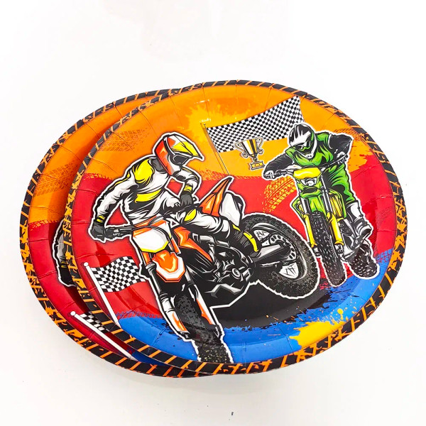 Color: Deep Sapphire - Motor Cross Party Disposable Tableware Paper Plates Cups Napkins Dirt Bike P F640-12000038887076348