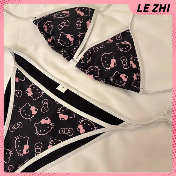 Color: Deep Sapphire, Size: M - Kawaii Hello Kitty Bikini Cartoon Printing Two-piece Swimsuit Euro- F640-12000038327927022