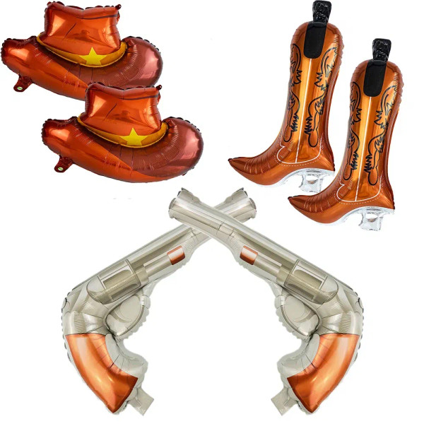 Color: Laser, Ballon Size: 10inch - 2pcs Cowboy Party Foil Balloon Cowboy Boots,Cowboy Hats,Revolve F640-12000040311177875