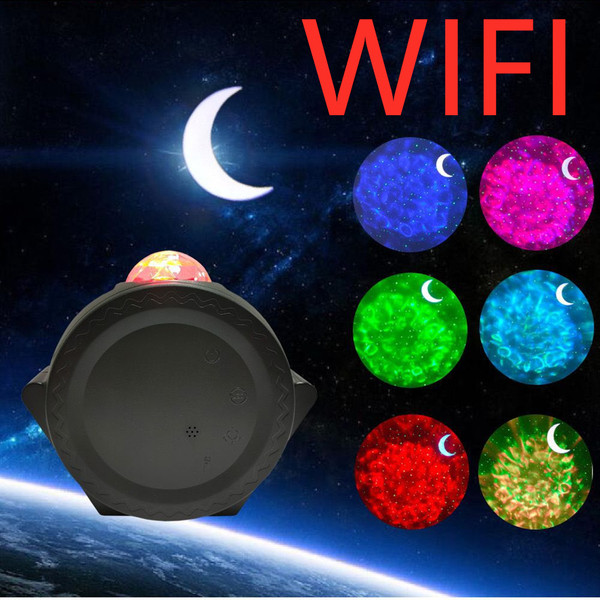 Color: Black WIFI, Model: USB - LED Starry Sky Projector Light Moon Star Cloud Bluetooth Nig Q119-CJJJJRHD01128-Black WIFI-USB
