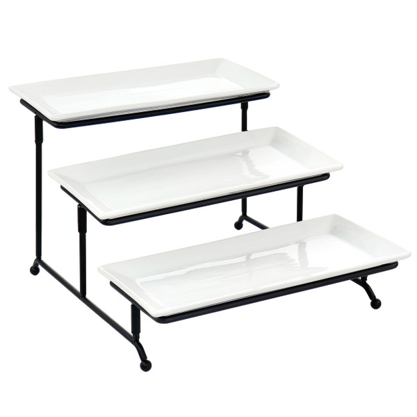 Elama 3 Tier Rectangular Plate Porcelain Serveware Set D970-ELM-213