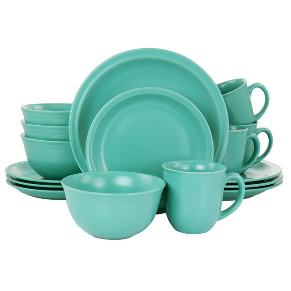 Gibson Home 16 Piece Siam Stoneware Dinnerware Set in Green D970-127264.16