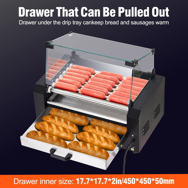 US GARVEE Hot Dog Roller 7 Rollers 18 Hot Dogs Capacity 1350W Stainless Sausage Grill Cooker Machine K484-PHO_0ZU5P65H_US