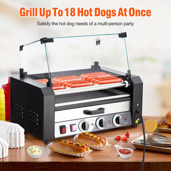 US GARVEE Hot Dog Roller 7 Rollers 18 Hot Dogs Capacity 1350W Stainless Sausage Grill Cooker Machine K484-PHO_0ZU5P65H_US