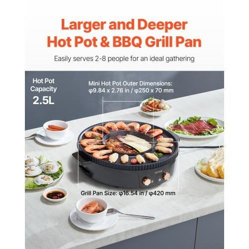 Hot Pot with Grill, 1800W 2-in-1 Electric Smokeless Grill and Hot Pot, Korean BBQ Shabu Shabu Hotpo E415-YXDHGHS1550WPJEZ7V1