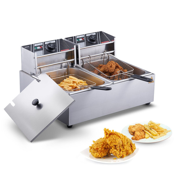 Commercial Electric Deep Fryer Countertop Deep Fryer Dual Detachable Tanks E415-SG24L5000W12LIEZIV1
