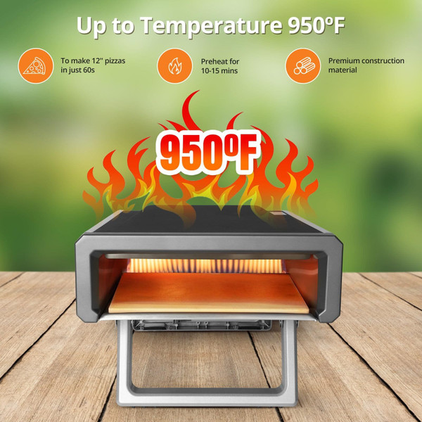 US APRAFIE Pizza Oven Gas Outdoor 12 Inch Portable Stainless Steel Propane Pizza Oven K484-PHO_0XX95FGG_US