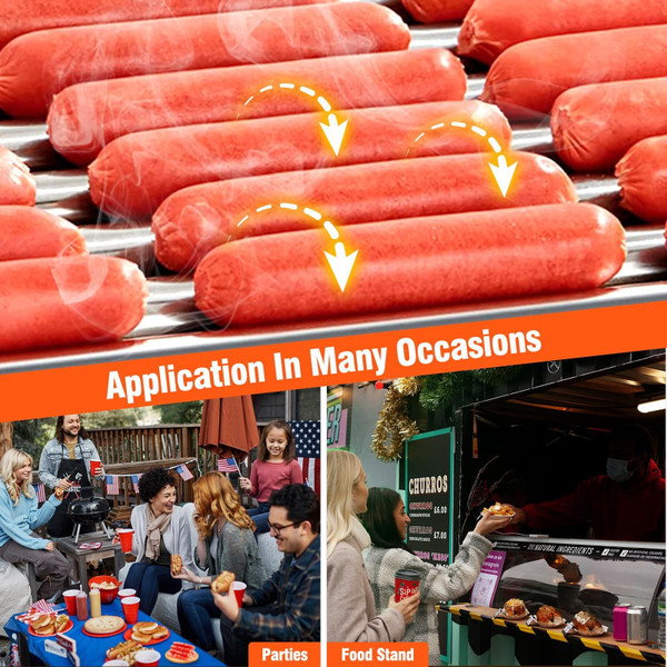 US GARVEE Hot Dog Roller 9 Rollers 24 Hot Dogs Capacity 1650W Stainless Sausage Grill Cooker Machine K484-PHO_0ZU81IB5_US