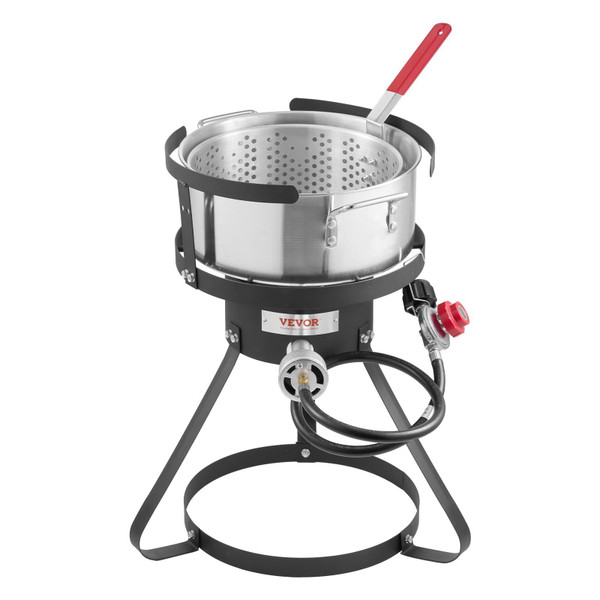 10 Qt Fish and Wing Fryer, Aluminum Propane Fish Fryer Kit, Outdoor Deep Fryer Seafood Pot with The E415-HXG54000BTU13N48JV0