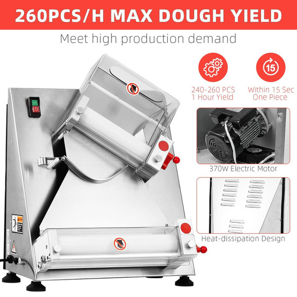 US GARVEE Commercial Pizza Dough Roller Sheeter 370W Electric Stainless Steel Pizza Dough Roller K484-PHO_0ZFWVBSD_US